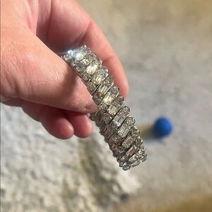Vintage Dazzling Silver Rhinestone Expansion Bracelet